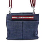 Denim cotton organizer bag with compartments and internal pockets