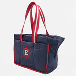 Customizable blue quilted dog bag