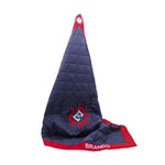 Blue quilted travel dog mat