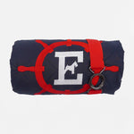 Blue quilted travel dog mat