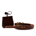 Brown leather dog waste bag holder