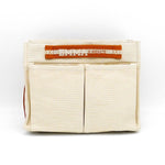 Cotton organizer bag with compartments and internal pockets