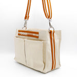 Cotton organizer bag with compartments and internal pockets