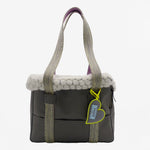 Small dog bag in grey nylon with yellow details