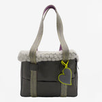 Small dog bag in grey nylon with yellow details
