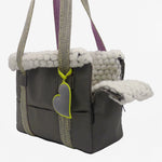 Small dog bag in grey nylon with yellow details
