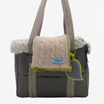 Small dog bag in grey nylon with yellow details