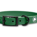 Load image into Gallery viewer, Clover Green collar by The Modern Dog Company, featuring a weather and odor-resistant design with a black buckle.