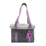 Small dog bag in grey nylon with pink details