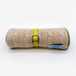Ivory pure wool dog blanket with braided knit design