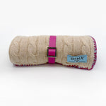 Ivory pure wool dog blanket with braided knit design