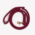 Load image into Gallery viewer, Braided rope leash in Bordeaux color with a gold clip and handle, designed for pets by Southlake Paws.