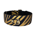 Load image into Gallery viewer, Black & Gold Zebra Print Italian Leather Classic Collar