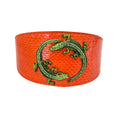 Load image into Gallery viewer, Orange Snake Collar With Green Rhinestone Alligators