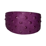 Glamorous Boysenberry, Embossed Studded Italian Leather 3 Wide Style Collar