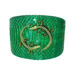 Emerald Green Snake Collar With Green Rhinestone Alligators