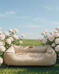 Load image into Gallery viewer, Bolster Beds Premium Chester & Lee | Classic Velvet Sleeper Dog Bed Beige