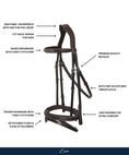 Load image into Gallery viewer, ExionPro Designer Stitched Mono Crown Piece Snaffle Bridle With Rubber Reins - Southlake Paws