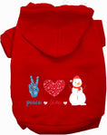 Load image into Gallery viewer, Peace, Love, and Snow Pet Hoodie