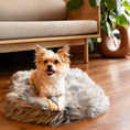 Load image into Gallery viewer, PupRug Faux Fur Orthopedic Dog Bed - Curve Charcoal Grey