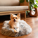 PupRug Faux Fur Orthopedic Dog Bed - Curve Charcoal Grey