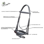ExionPro Dressage Bridle: Mono Crown, Raised Browband, Anatomical Noseband, Detachable Flash & Web Reins