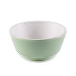 Green and white ceramic dog bowl