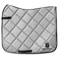 Load image into Gallery viewer, Royal Silver Saddle Pad by Southlake Paws featuring a quilted design with a sparkling silver finish and logo.