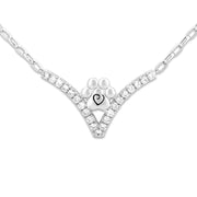 Cubic Zirconia Paw Print Bracelet, Sterling Silver VIP Bracelet