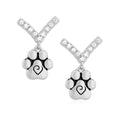 Load image into Gallery viewer, Cubic Zirconia VIP Paw Print Dangle Post Earrings in Sterling Silver