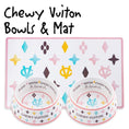 Load image into Gallery viewer, White Chewy Vuiton Bowls & Mat Bundle #25