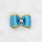 Crystal Dog Hair Bow Blue