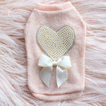 Pearl Heart Dog Sweater Peach