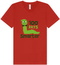 Load image into Gallery viewer, 100 Days Smarter Green Worm Unisex V-Neck Shirt