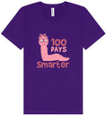 Load image into Gallery viewer, 100 Days Smarter Pink Worm Unisex V-Neck Shirt