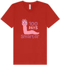 Load image into Gallery viewer, 100 Days Smarter Pink Worm Unisex V-Neck Shirt
