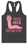 Load image into Gallery viewer, 100 Days Smarter Pink Worm Women's Racerback Tank