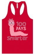 Load image into Gallery viewer, 100 Days Smarter Pink Worm Women's Racerback Tank
