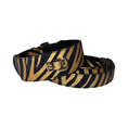 Load image into Gallery viewer, Black & Gold Zebra Print Italian Leather Classic Collar & Leash Set