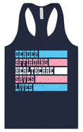 Load image into Gallery viewer, Gender Affirming Healthcare Saves Lives Women's Racerback Tank