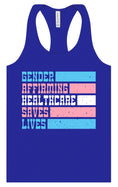 Load image into Gallery viewer, Gender Affirming Healthcare Saves Lives Women's Racerback Tank
