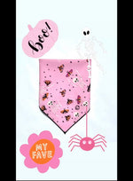 Halloween Bandana | Halloween Dog Bandana | Pink Bandana with Skeleton & Moth