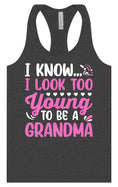 Load image into Gallery viewer, Too Young To Be A Grandma Women's Racerback Tank