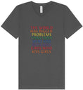 Load image into Gallery viewer, Bigger Problems Pride Unisex V-Neck Shirt