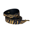 Load image into Gallery viewer, Black & Gold Zebra Print Italian Leather Collar & Leash Set