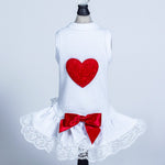 Lacey Puff Heart Dress Red
