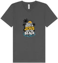 Load image into Gallery viewer, I Need Jesus and the Beach Unisex V-Neck Shirt