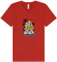 Load image into Gallery viewer, I Need Jesus and the Beach Unisex V-Neck Shirt