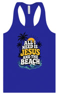 Load image into Gallery viewer, I Need Jesus and the Beach Women's Racerback Tank