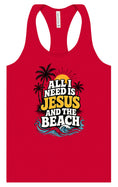 Load image into Gallery viewer, I Need Jesus and the Beach Women's Racerback Tank